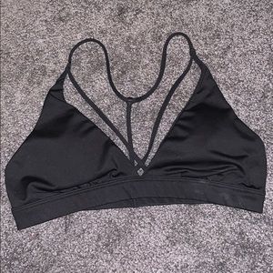 black strappy sports bra